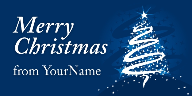 Christmas Tree Blue Banner Template Image