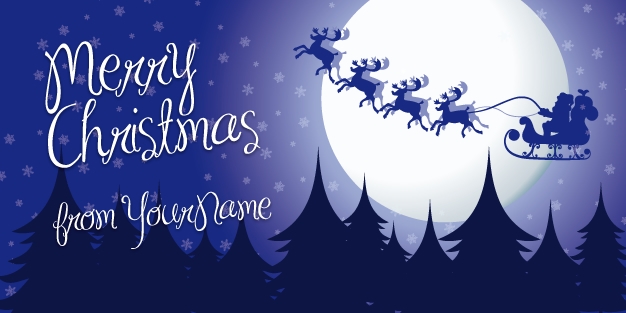 Christmas Moon And Sleigh Banner Template Image
