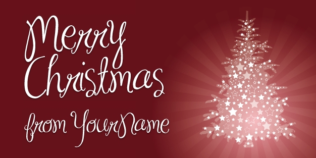 Christmas Tree Red Banner Template Image